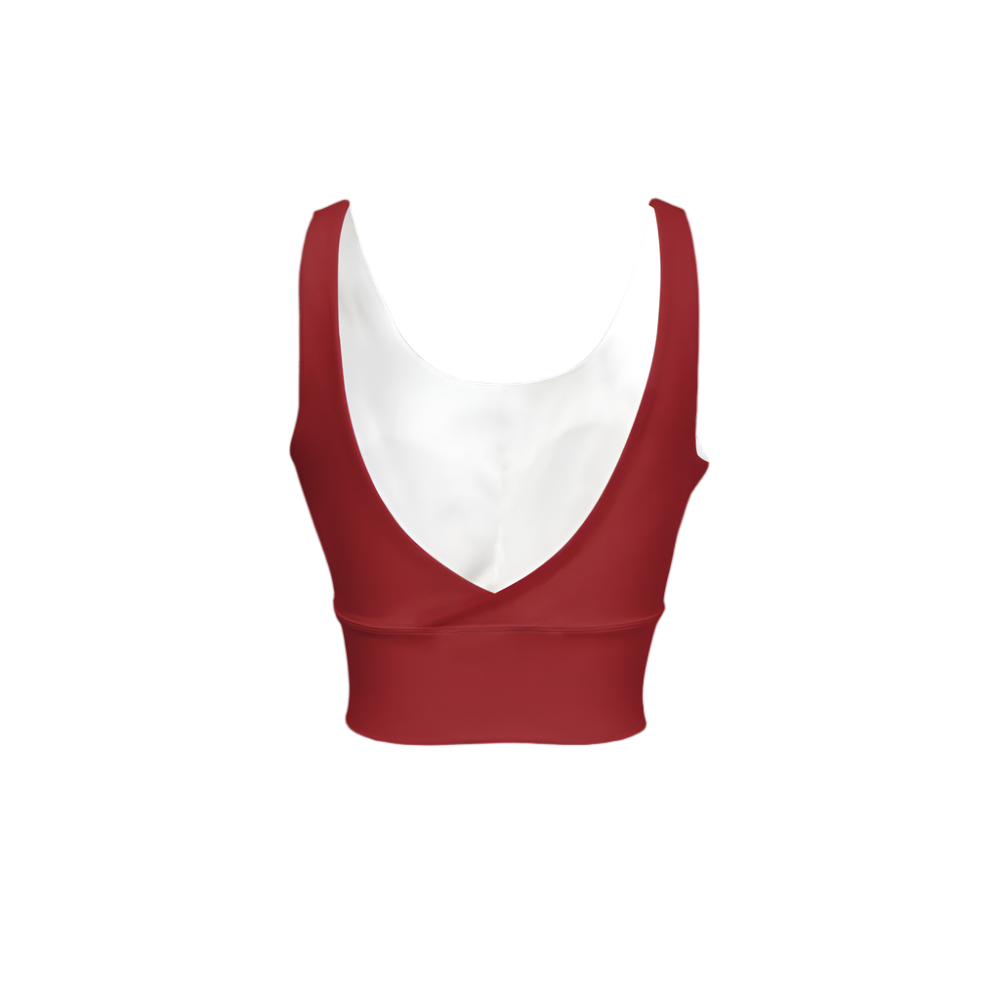 Serena Red Eco Groove Longline V-Shape-Back Sports Bra