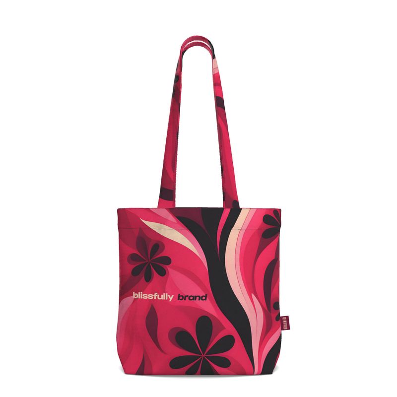 Floral Aloha Cotton Tote Durable Long Handle All Over Print Red Pink Shopper Bag Psychedelic Retro Funky Bold Vibrant Blissfully Brand