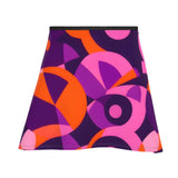 Flight 239 Geometric Mini Skater Skirt - Violet Pink Airline Series Abstract Orange Retro Funky Bold Vibrant Jersey Quilted Psychedelic 70's pop art