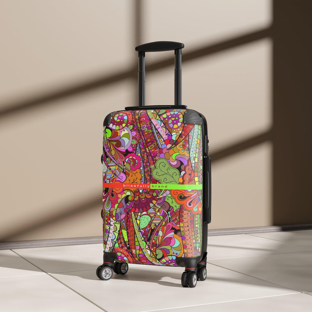 Betsu Luggage Collection - Abstract Kaleidoscope Paisley Floral Print Psychedelic Retro Swirls Funky Multicolor Check in Carry On Roller 360 Hard Shell Unique Retro Vibrant Bold