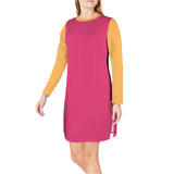 Palai Spacer Long Sleeve Dress (Yellow Orange & Cerise Red)