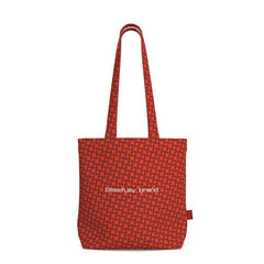 Red & Orange Serena Tote Bag in geometric pattern, handmade from 100% Panama cotton in England - Blissfully Brand 