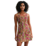 Onei Racerback Mini Dress - Psychedelic Paisley Floral Retro Vibrant Bold Funky Red Pink Green Kaleidoscope