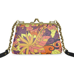 Aki Small Leather Metal Frame Clutch