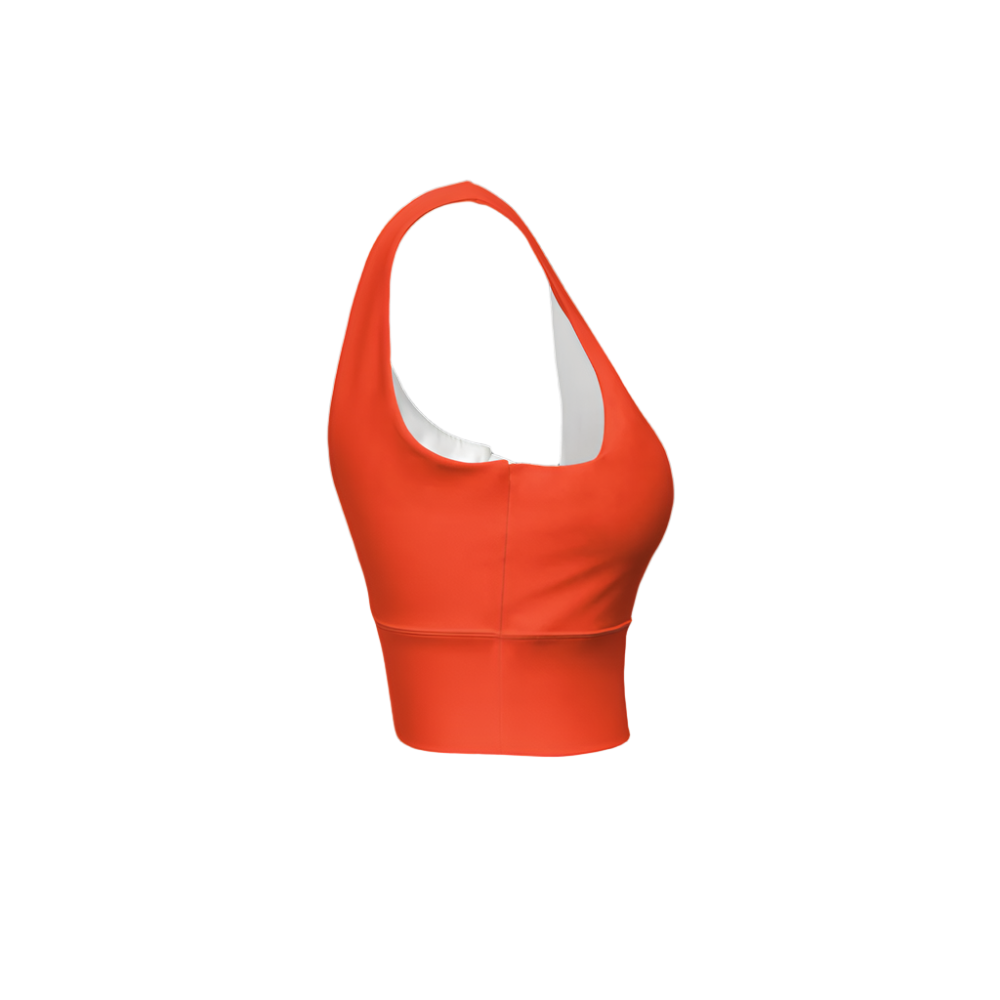 Serena Orange Eco Groove Longline V-Shape-Back Sports Bra