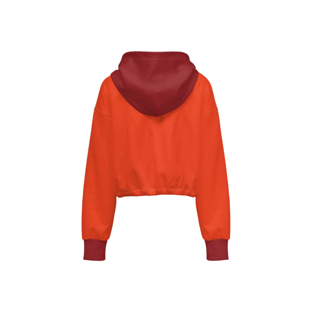 Serena Orange Cropped Full-Zip Eco Groove Hoodie