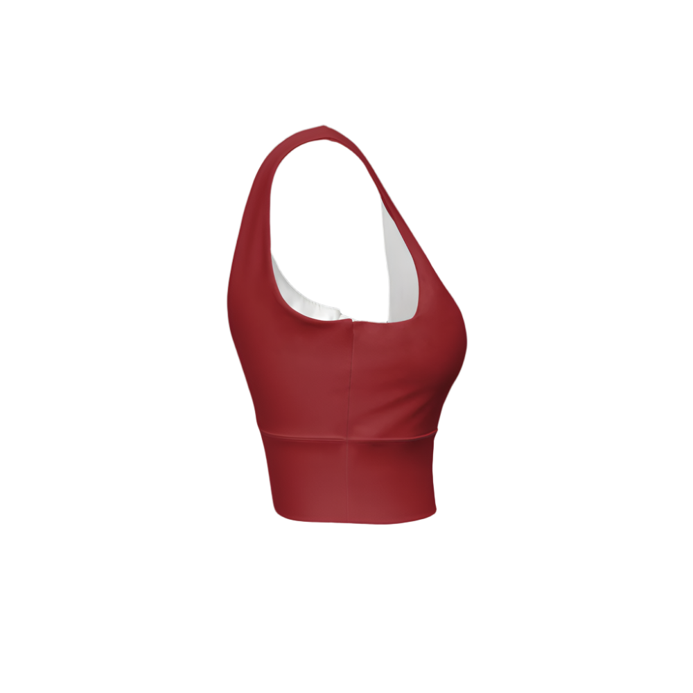 Serena Red Eco Groove Longline V-Shape-Back Sports Bra