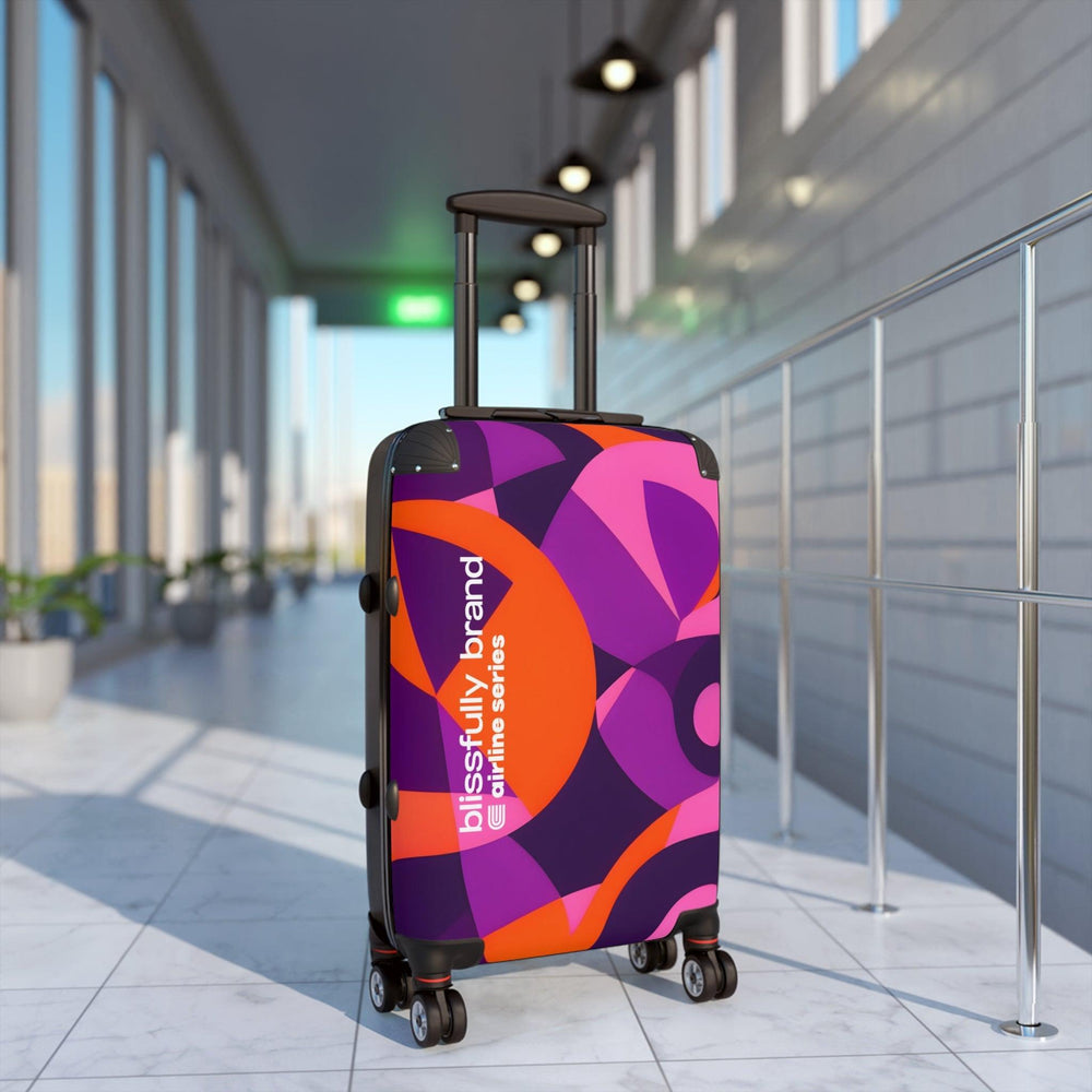 Flight 239 Tokyo Airline Series Abstract  Print Geometric Retro Swirls Funky Multicolor Check in Carry On Roller 360 Hard Shell Unique Retro Vibrant Bold Eclectic - Violet Orange Avant Garde
