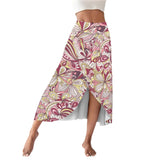 stylish high-waist Piki split skort with a floral print and side pocket. The skort shows a flattering fit and unique design. Retro Vibrant - Full Size Plus - Chic -Blissfully Brand