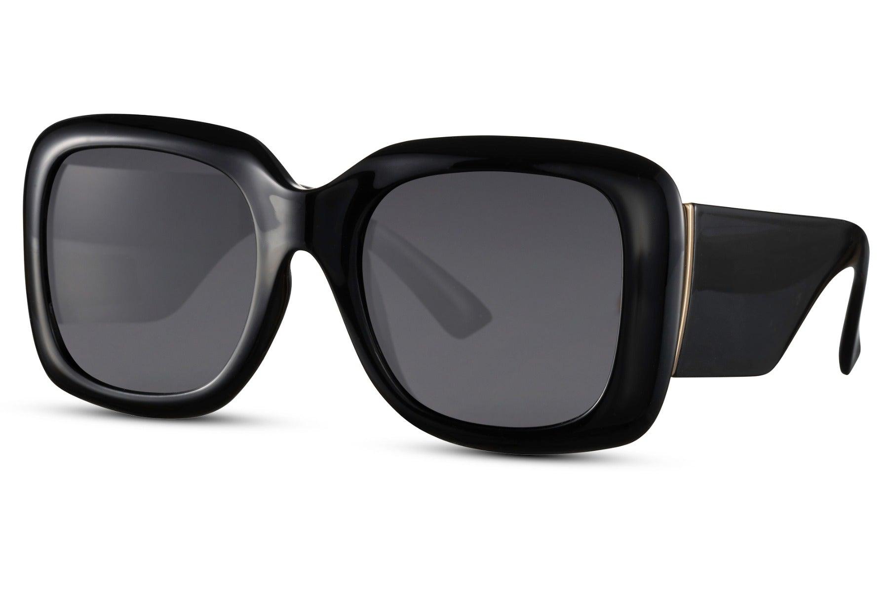 Juni Oversized Square Black Sunglasses - Blissfully Brand- Retro Thick Women's