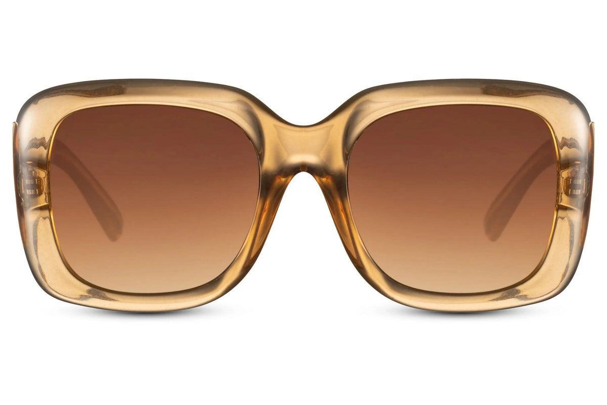 Juni Oversized Square Golden Brown Sunglasses - Blissfully Brand - Retro Gel Jelly Women's