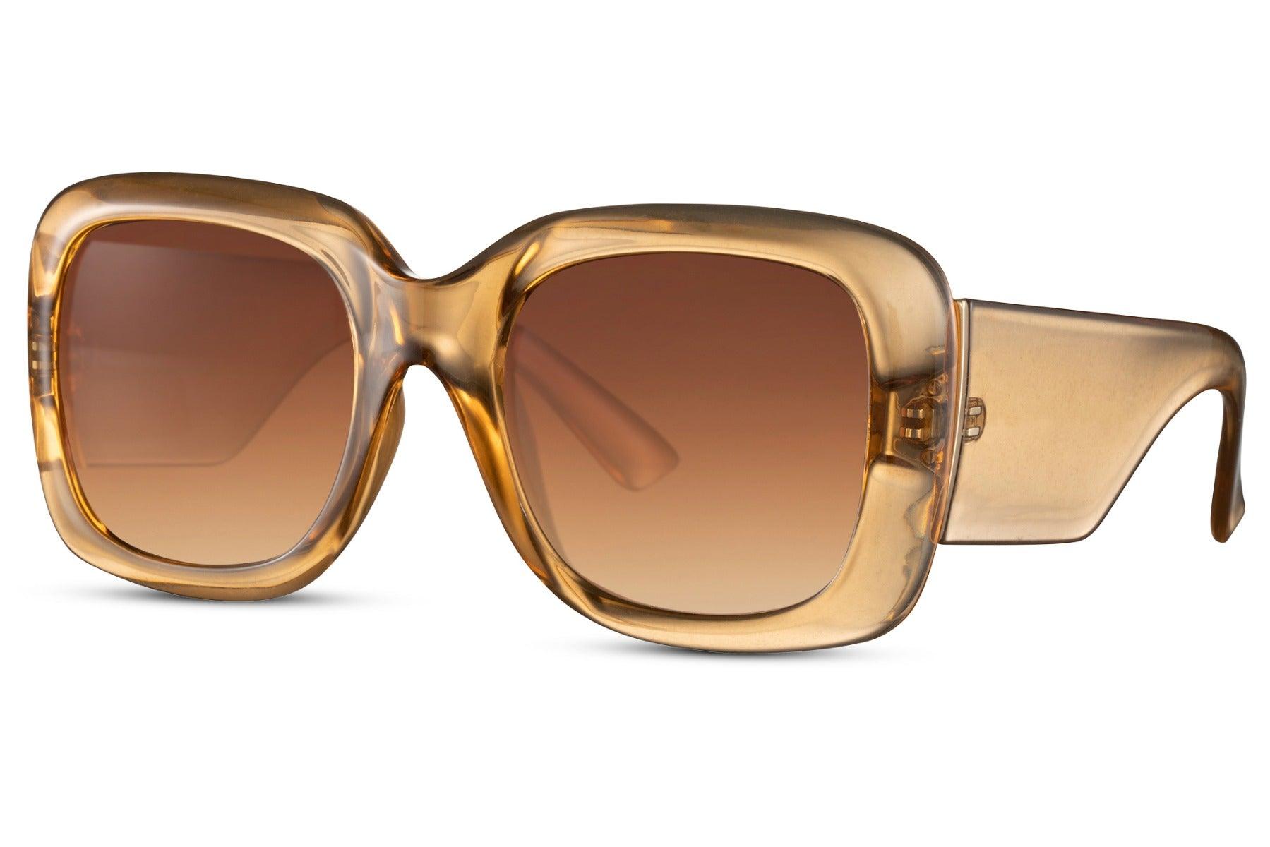 Juni Oversized Square Golden Brown Sunglasses - Blissfully Brand - Blissfully Brand - Retro Gel Jelly Women's Thick