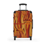 Ame Luggage Collection - Abstract Kaleidoscopic Tribal Print Psychedelic Retro Orange Dark Light Multicolor Check in Carry On Roller 360 Hard Shell Unique Retro