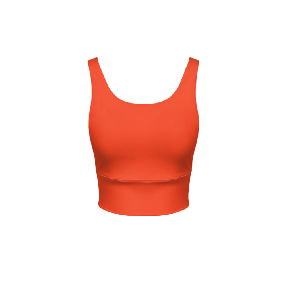 Serena Orange Eco Groove Longline V-Shape-Back Sports Bra