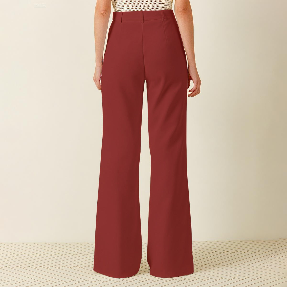 Safrana Series Dark Red Wide Leg Pants