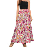 Vibrant pink multicolor abstract geometric print maxi skirt with pockets, high-waisted design retro stunning statement Blissfully Brand