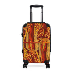 Ame Luggage Collection - Abstract Kaleidoscopic Tribal Print Psychedelic Retro Orange Dark Light Multicolor Check in Carry On Roller 360 Hard Shell Unique Retro