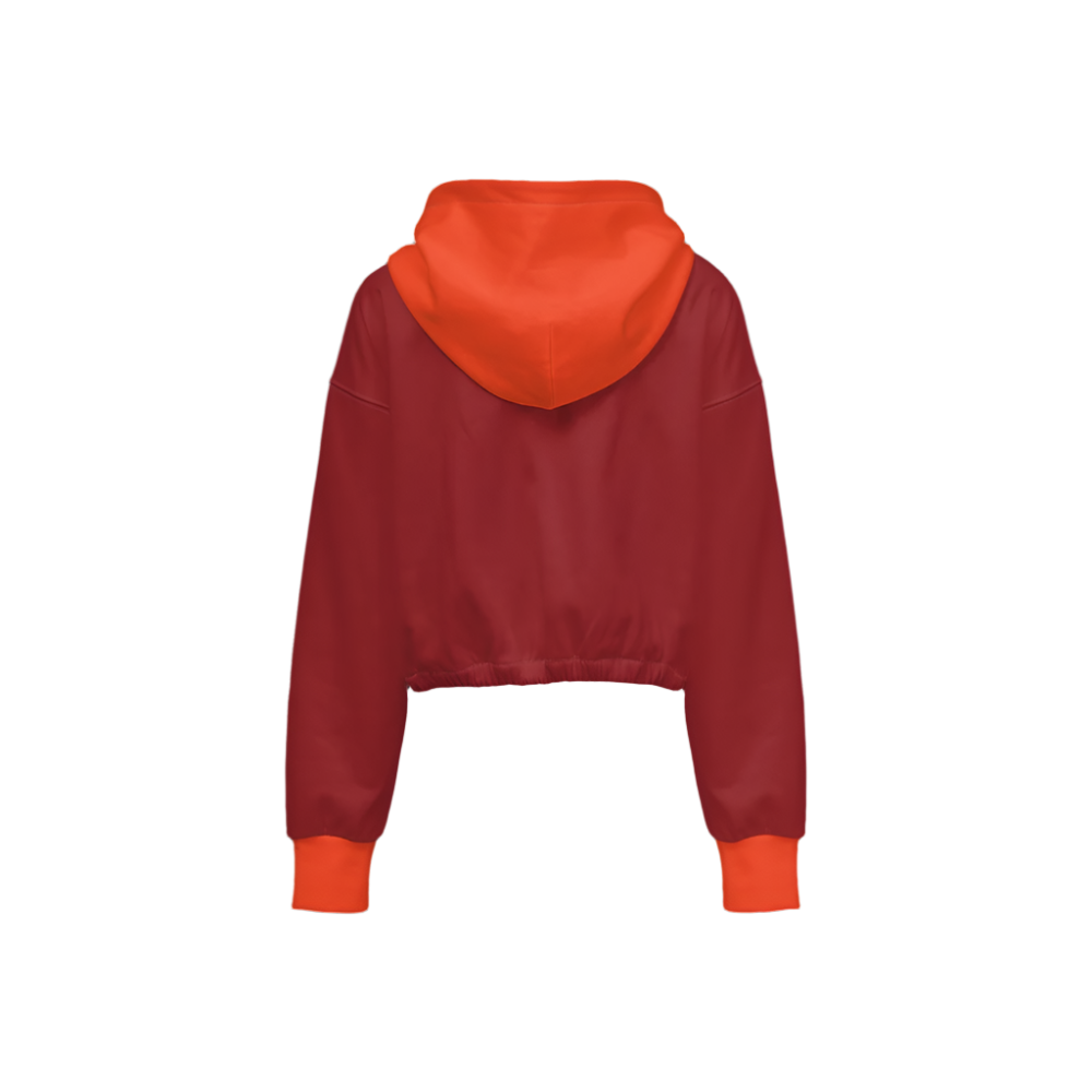 Serena Red Cropped Full-Zip Eco Groove Hoodie