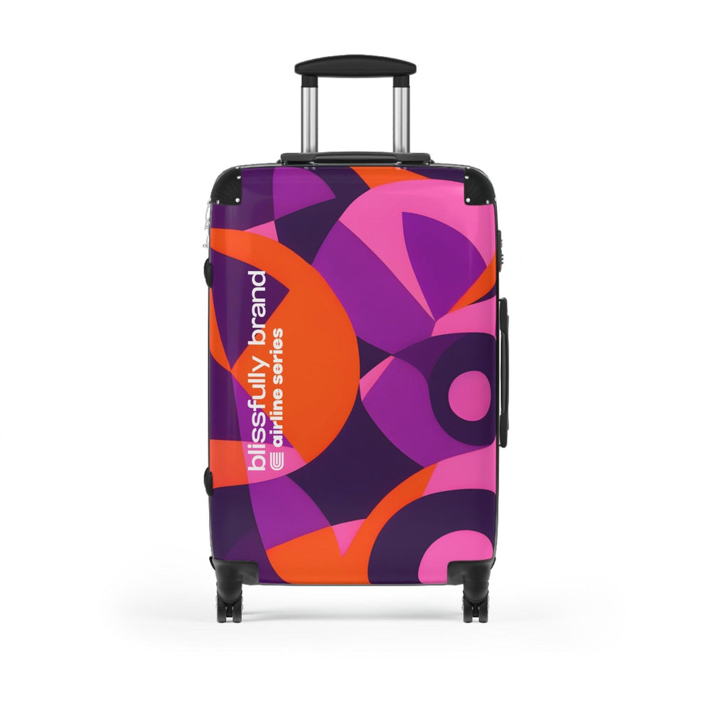 Flight 239 Tokyo Airline Series Abstract  Print Geometric Retro Swirls Funky Multicolor Check in Carry On Roller 360 Hard Shell Unique Retro Vibrant Bold Eclectic - Violet Orange Avant Garde
