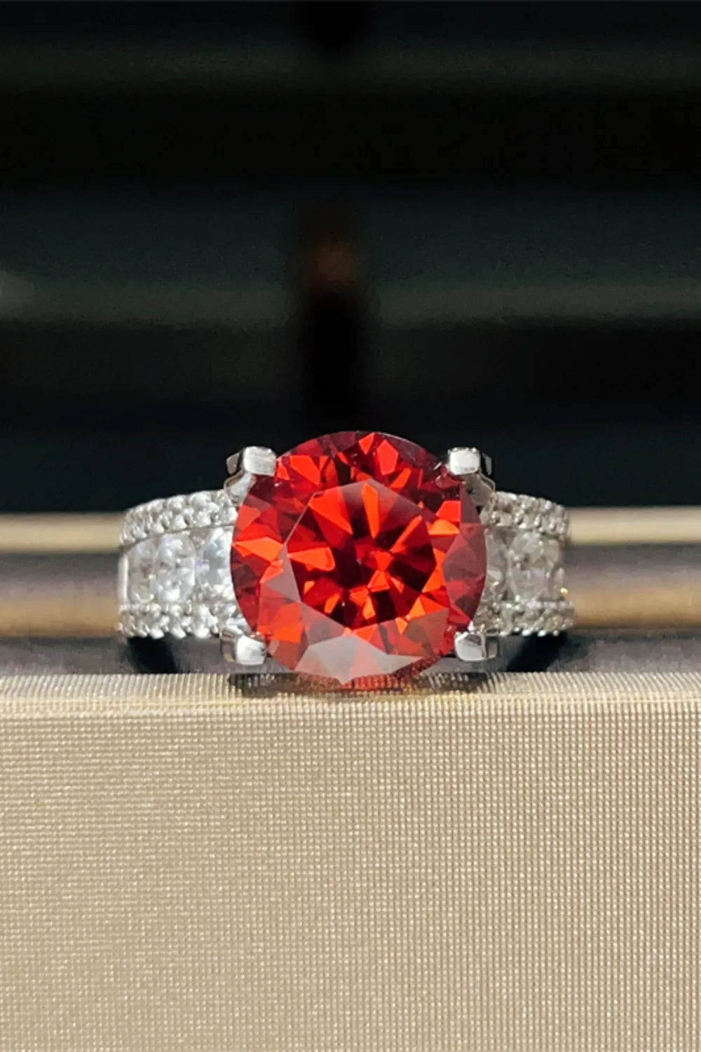 La Flamme Écarlate 5 Carat Moissanite Ring - Red Scarlet - 925 Sterling Silver -  ChromaB by Blissfully Brand
