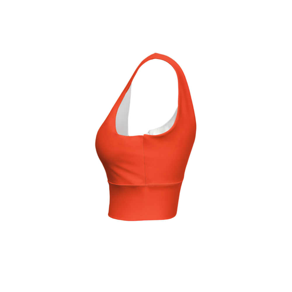 Serena Orange Eco Groove Longline V-Shape-Back Sports Bra