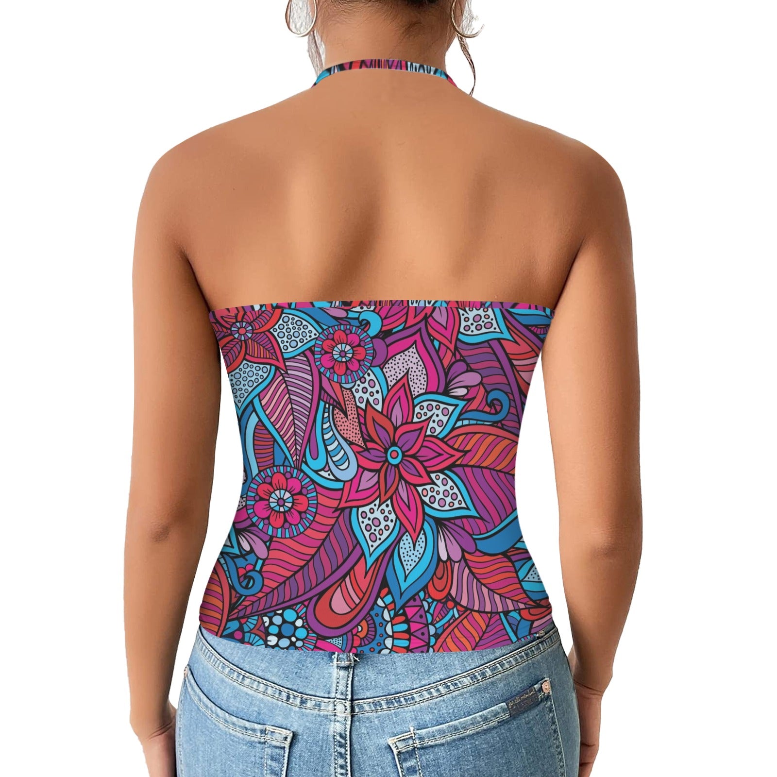 Viaje V-neck Halter Open Back Top