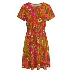 Mina Short Sleeve A-Line Dress with Pockets