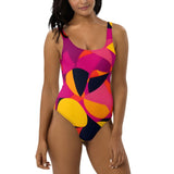 Airline Series 929 One-Piece Swimsuit - Low Back - Abstract Print Multicolor Geometric Shapes Beach Summer Funky Bold Vibrant Beachwear Pink Orange Yellow Blissfully Brand