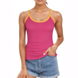 Palai Low Scoop Neck Cami Top - Red with contrast orange yellow trim. Coordinate Solid - Blissfully Brand