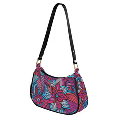 Colorful Viaje print nylon shoulder bag with retro floral patterns. Bold & Vibrant Blissfully Brand
