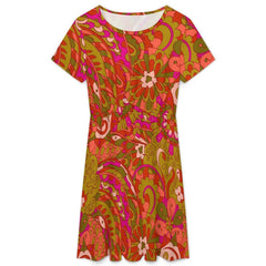 Mina Short Sleeve A-Line Dress with Pockets
