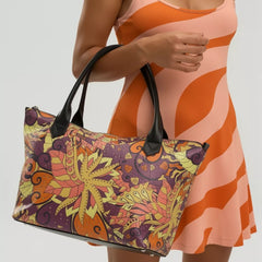 Aki Large Leather Zip Top Handbag Tote