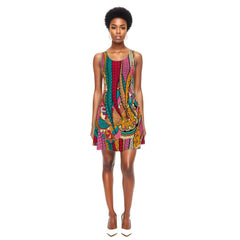 Taki Skater Dress - Vibrant Kaleidoscope Print Abstract Retro Multicolor Vibrant Bold Handmade Flare Scoop Neck Swirls Swirly Funky Wild Fun Plus Size