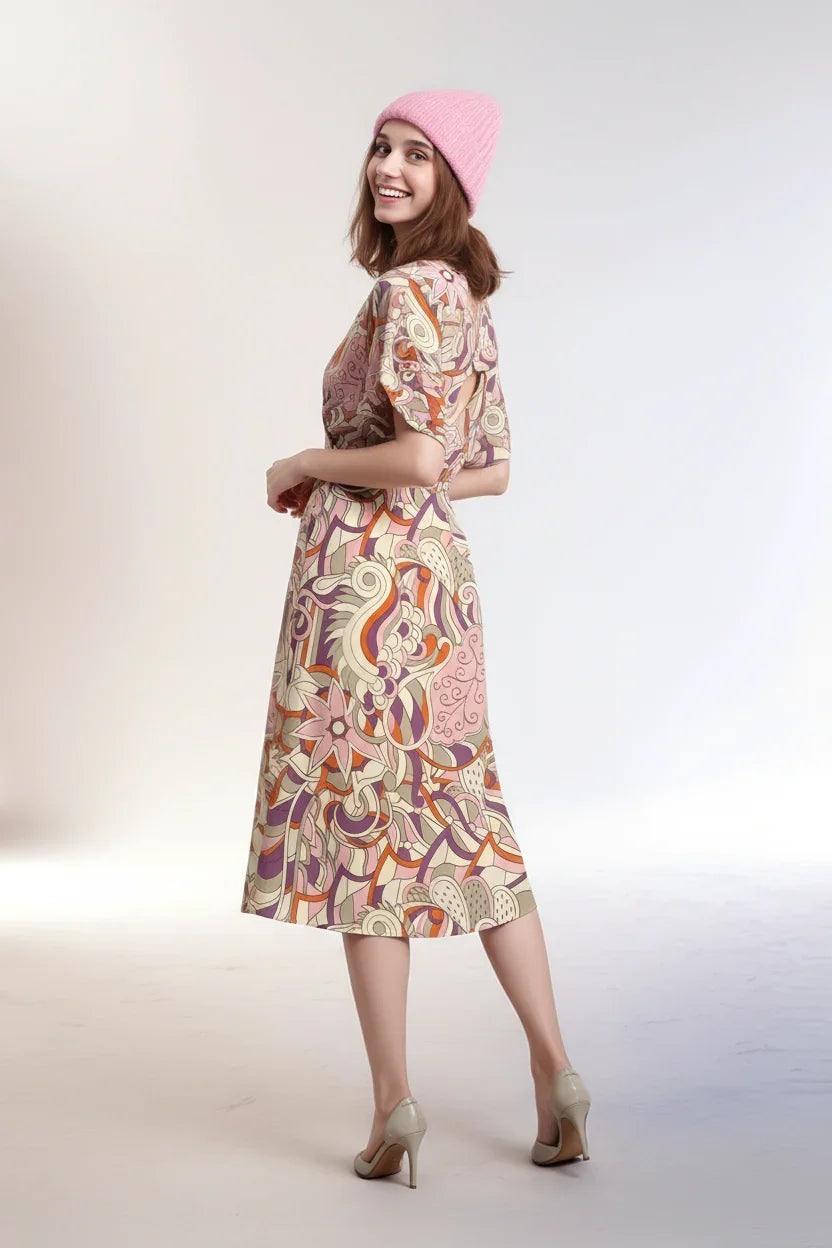 Amai Draped V-neck Midi Dress