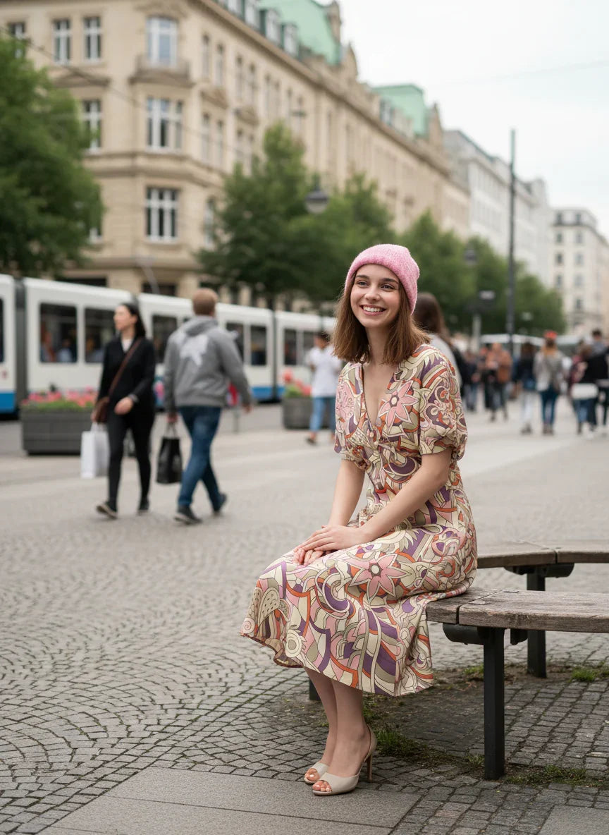 Amai Draped V-neck Midi Dress