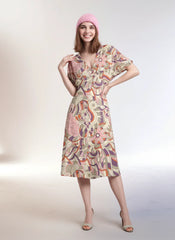 Amai Draped V-neck Midi Dress