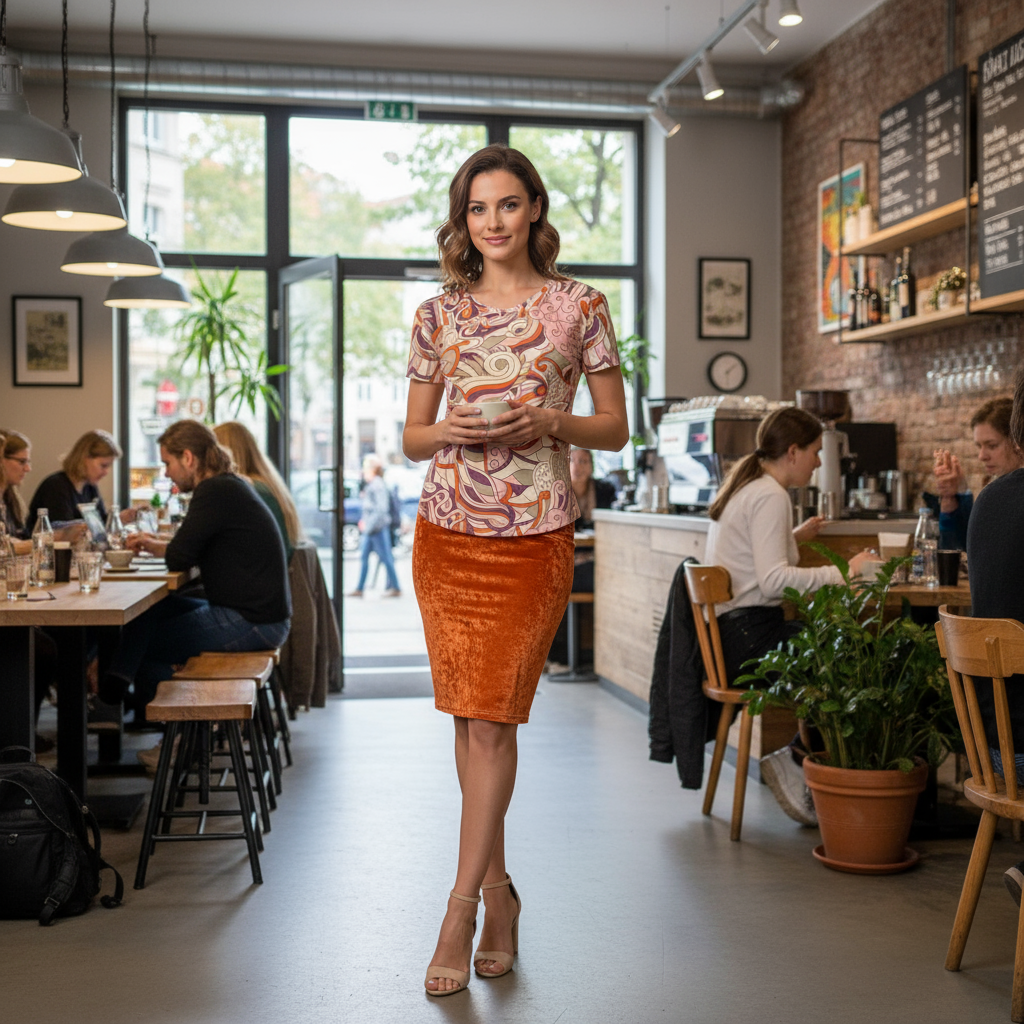 Amai Orange Pencil Skirt