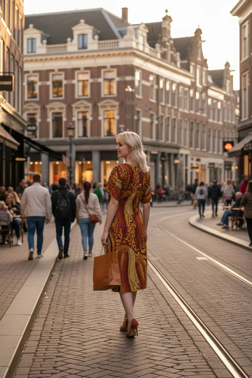 Ame Butterfly Sleeve Draped V-neck Midi Dress