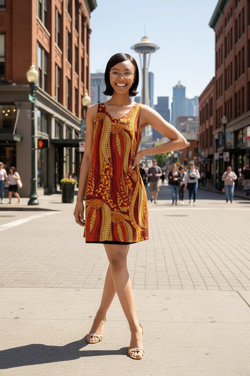 Ame V-neck Sleeveless Reversible Dress