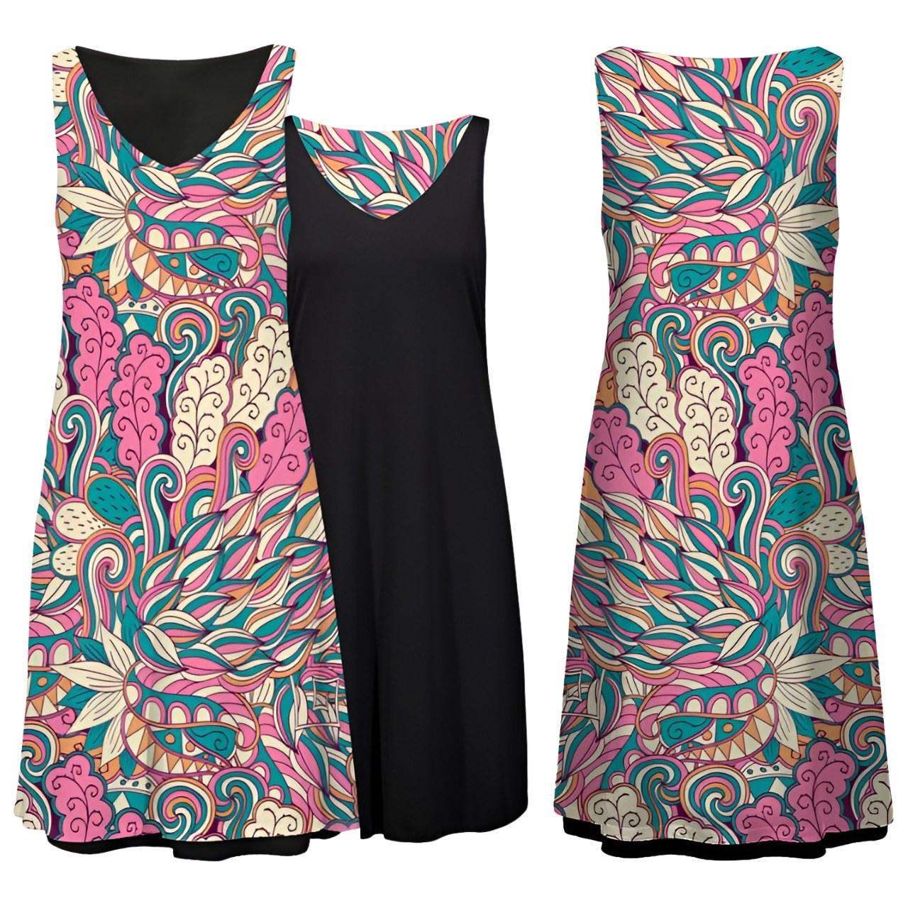 Arane V-neck Sleeveless Reversible Dress - Blissfully Brand