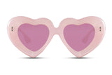 Ardor Heart Shaped Pink Sunglasses - Blissfully Brand - Love Thick Retro Funky Mod Translucent