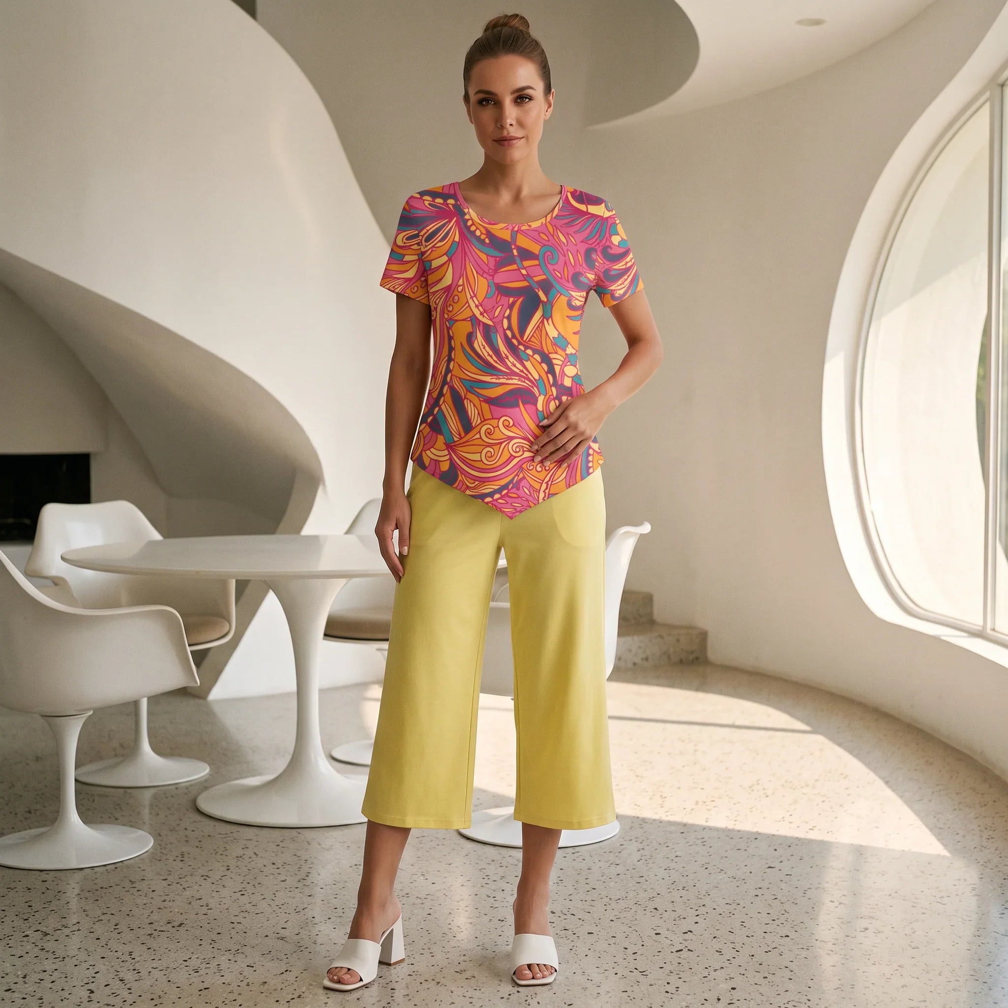Brisa Handkerchief-Hem Top & Cropped Wide-Leg Pant Set