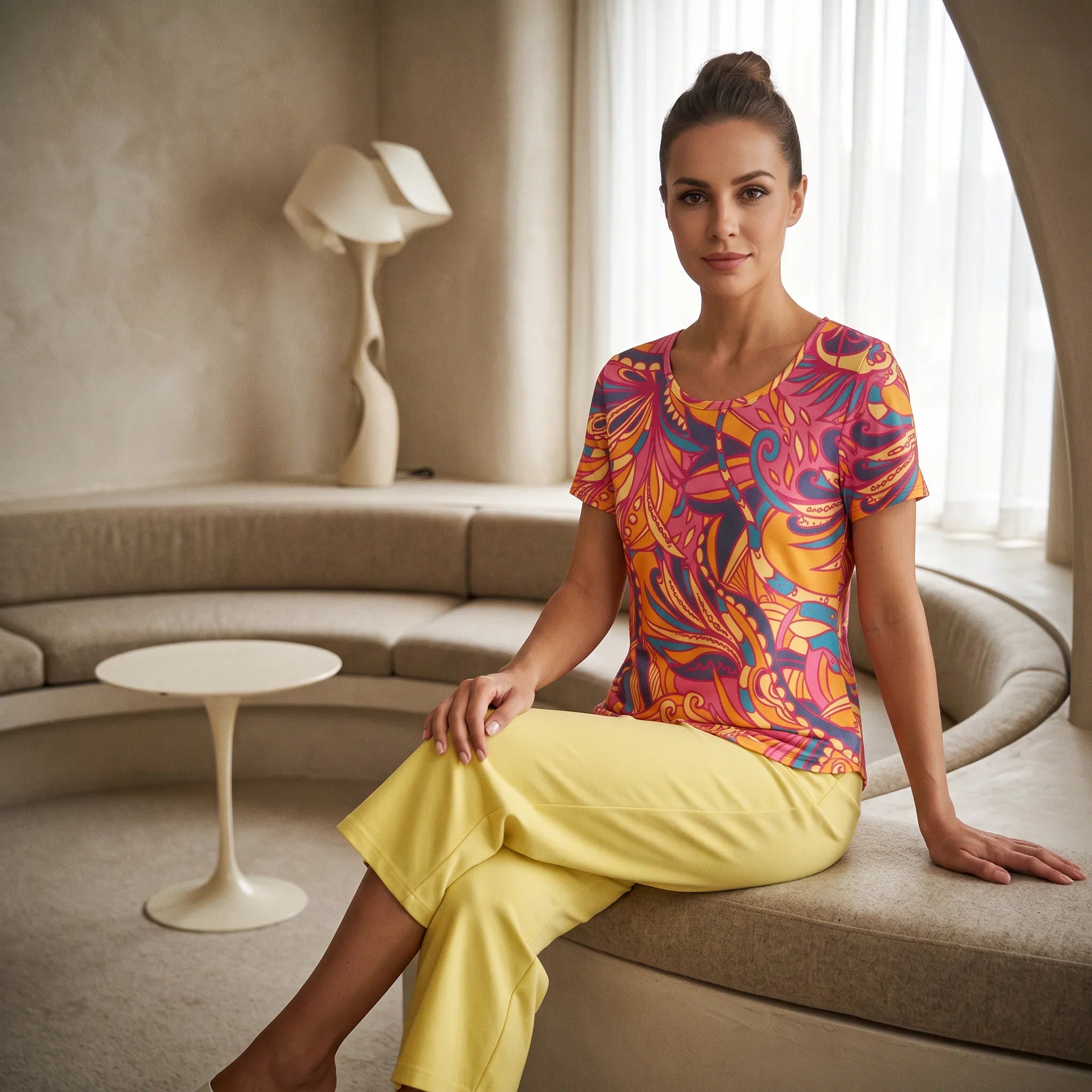 Brisa Handkerchief-Hem Top & Cropped Wide-Leg Pant Set