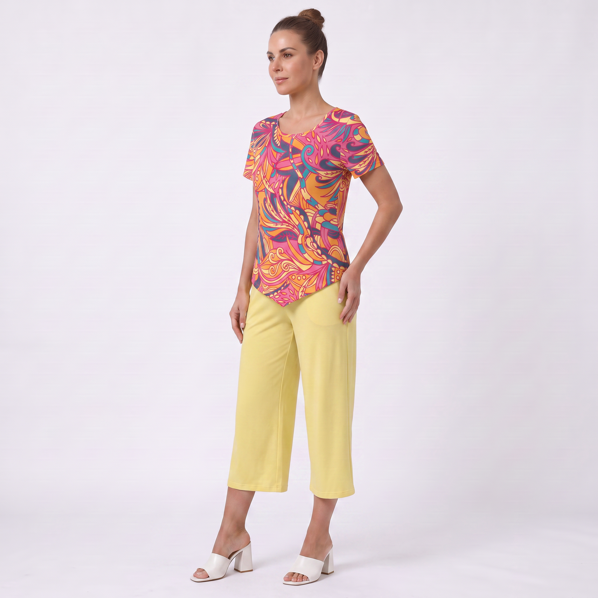 Brisa Handkerchief-Hem Top & Cropped Wide-Leg Pant Set