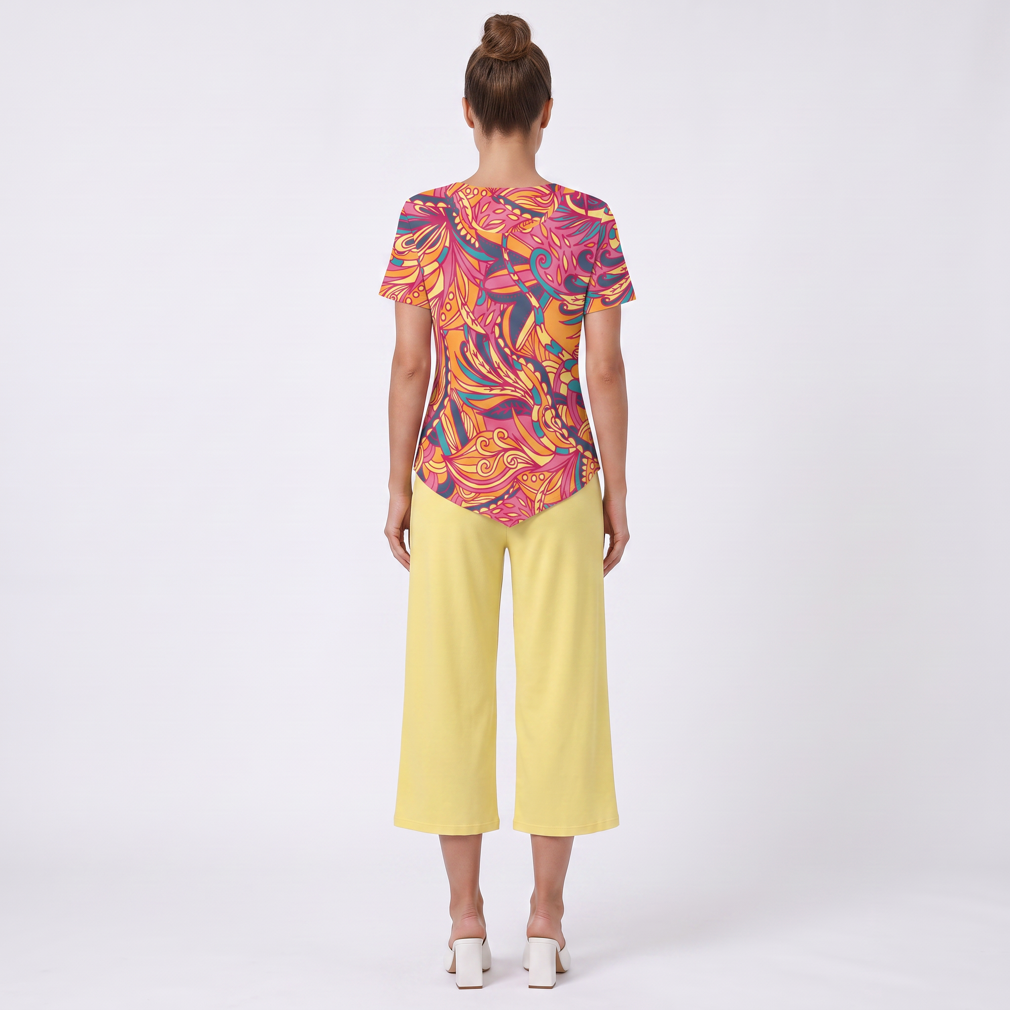 Brisa Handkerchief-Hem Top & Cropped Wide-Leg Pant Set