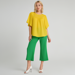Yellow Babydoll Bell Sleeve Top - Core Essentials