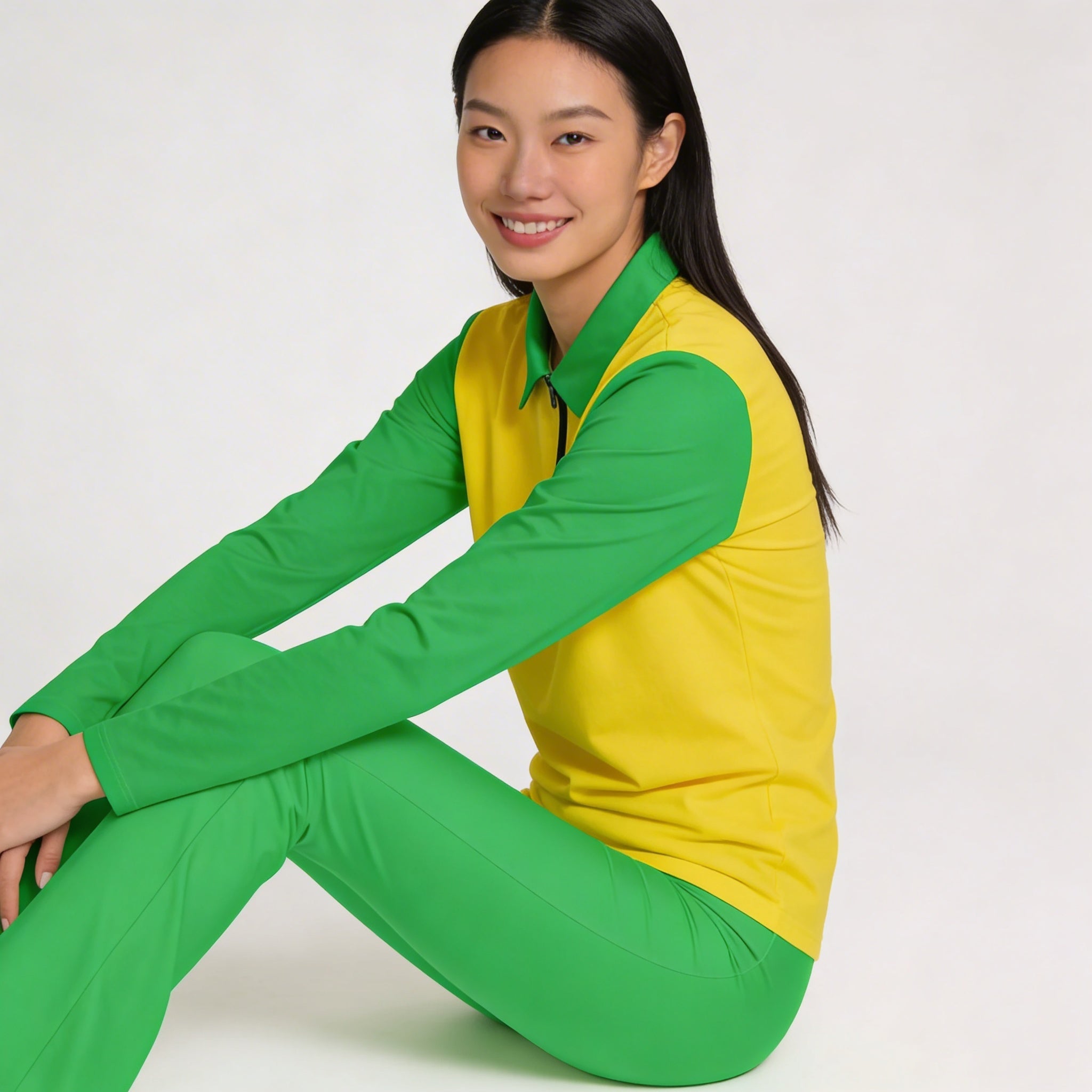 Lemon Lime Quarter Zip Active Long Sleeve Top - Core Essentials