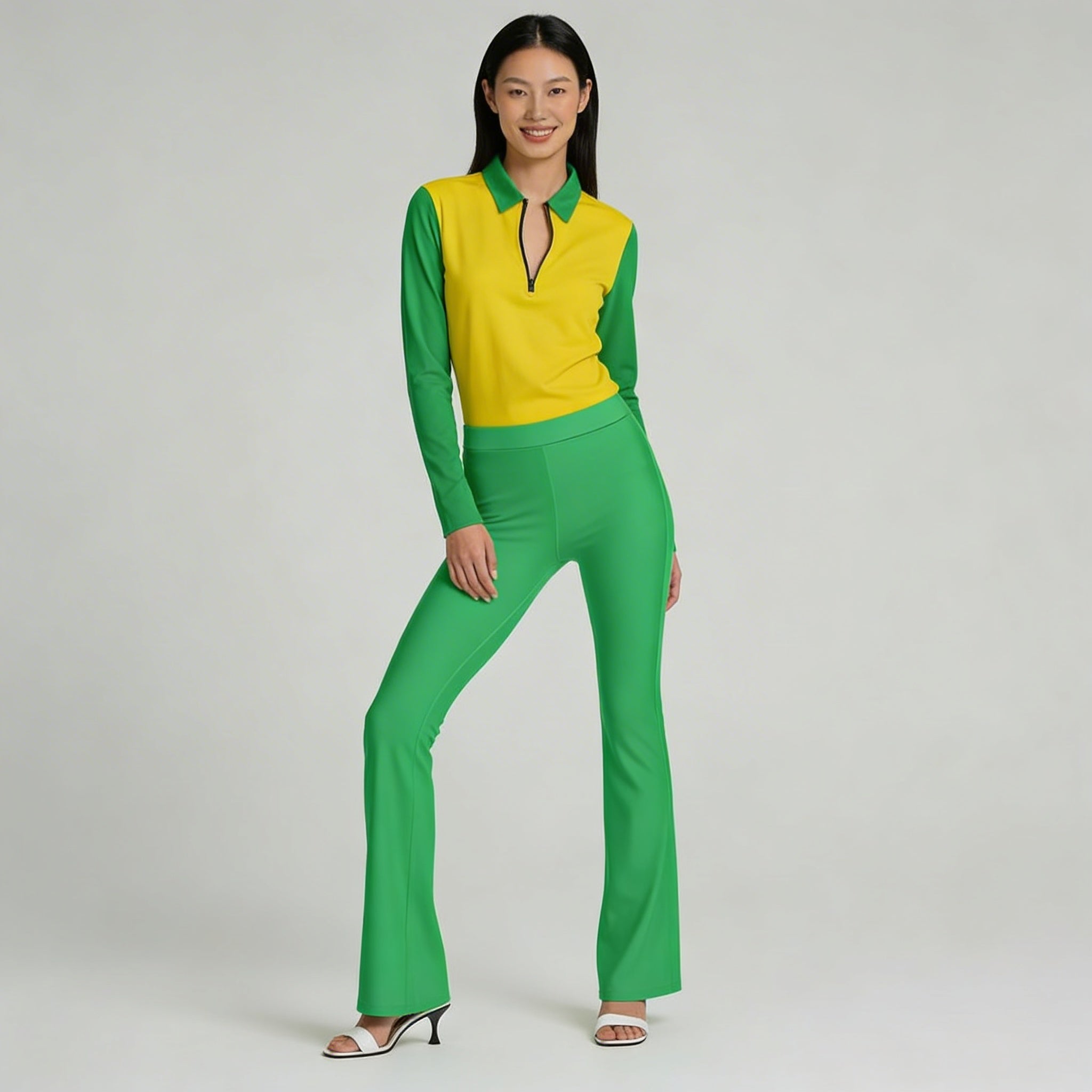 Lemon Lime Quarter Zip Active Long Sleeve Top - Core Essentials