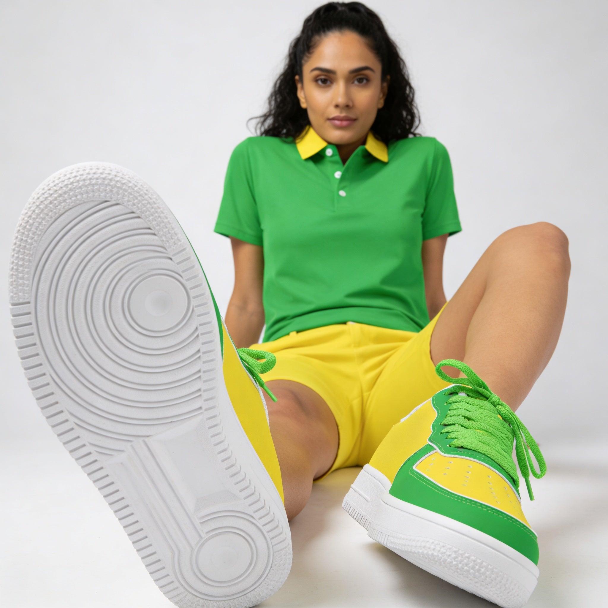 Contrast Yellow Green Low Top Sneakers - Core Series
