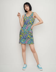 Cenala Rib Knit V Neck Tank Dress